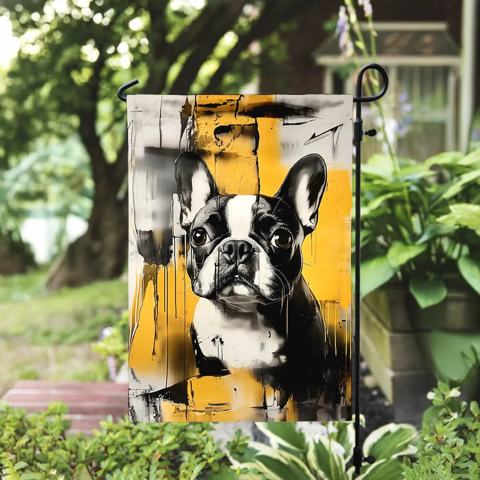 Graffiti-Black&White Ink Dots Garden Flag