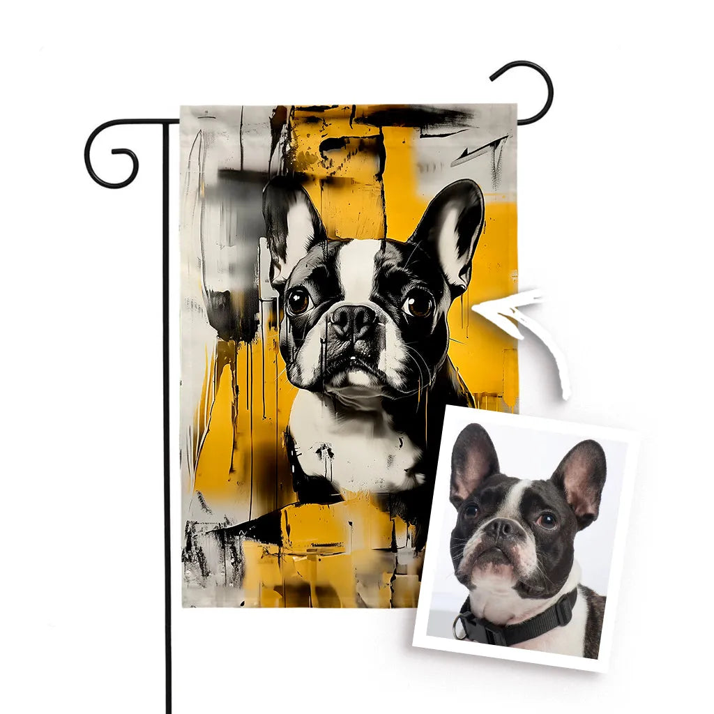 Graffiti-Black&White Ink Dots Garden Flag