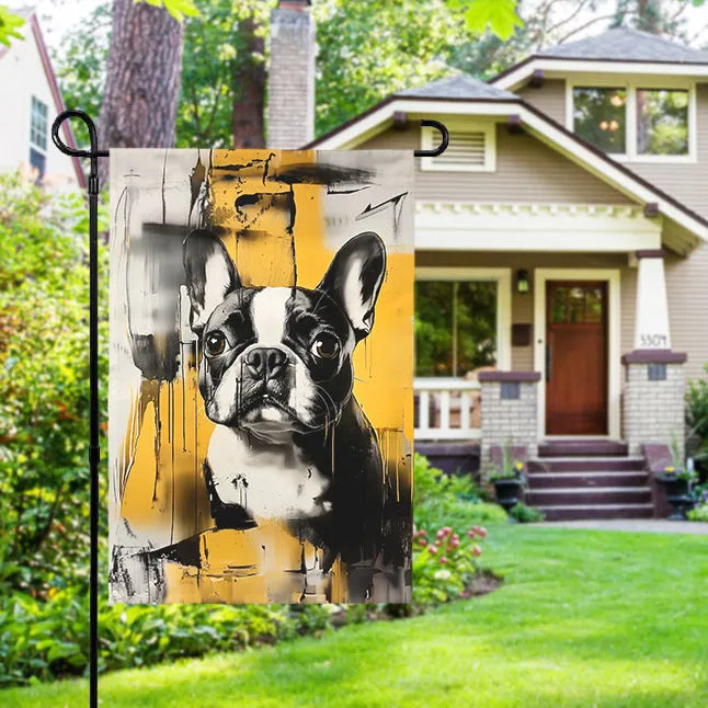 Graffiti-Black&White Ink Dots Garden Flag