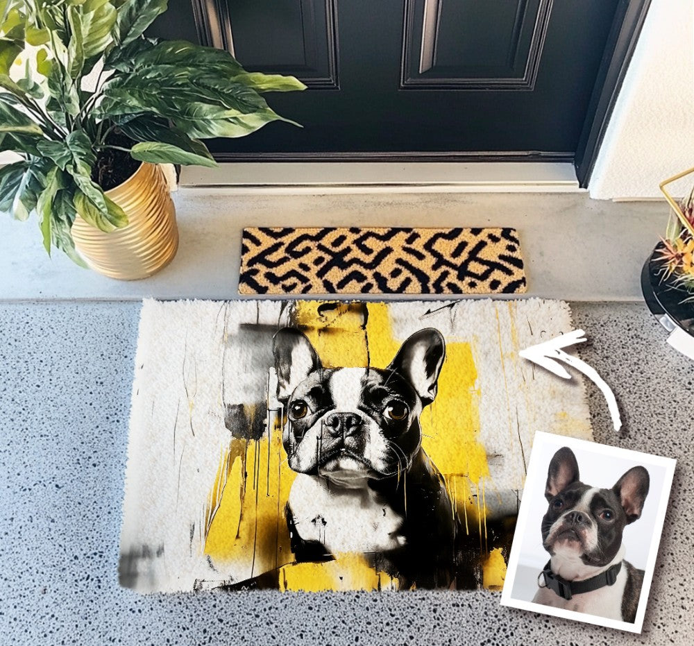 Graffiti-Black&White Ink Dots Custom Doormat