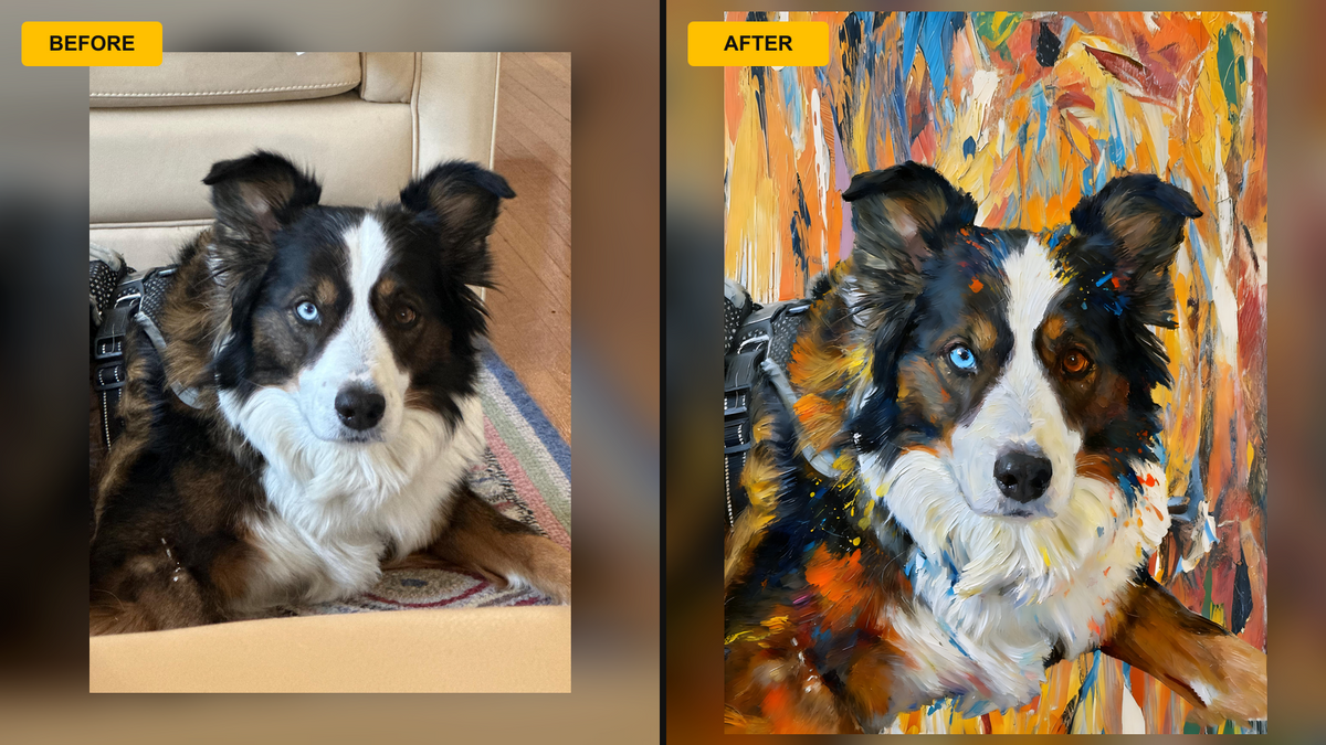 Customer preview artwork example for pet portrait ideas