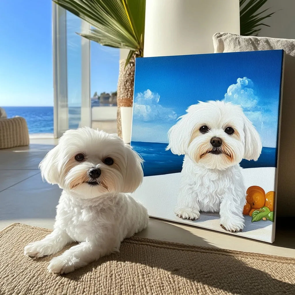 Beach Texture Art custom pet portrait created from a customer photo