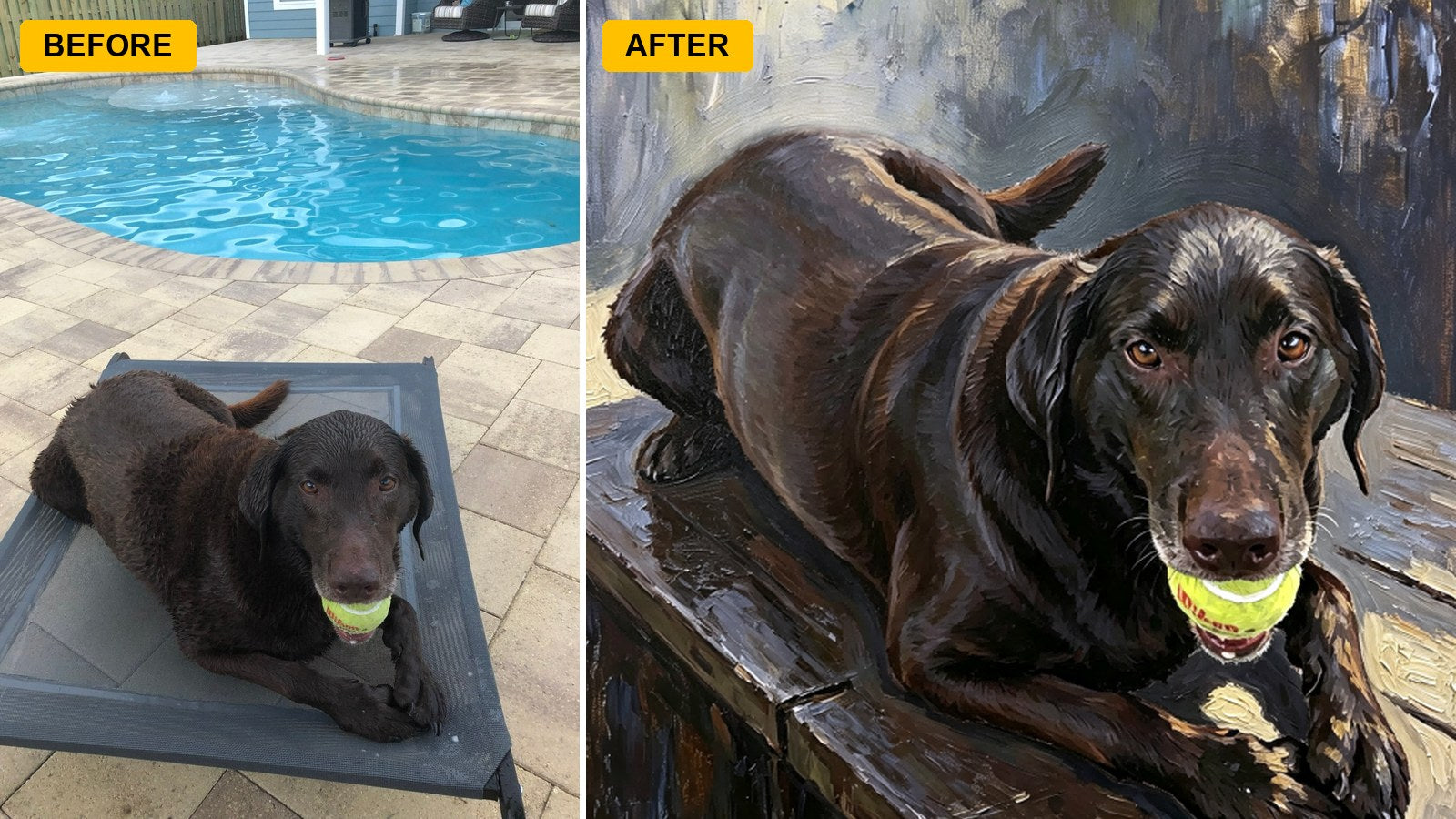 Customer preview artwork example for a custom pet portrait display decision