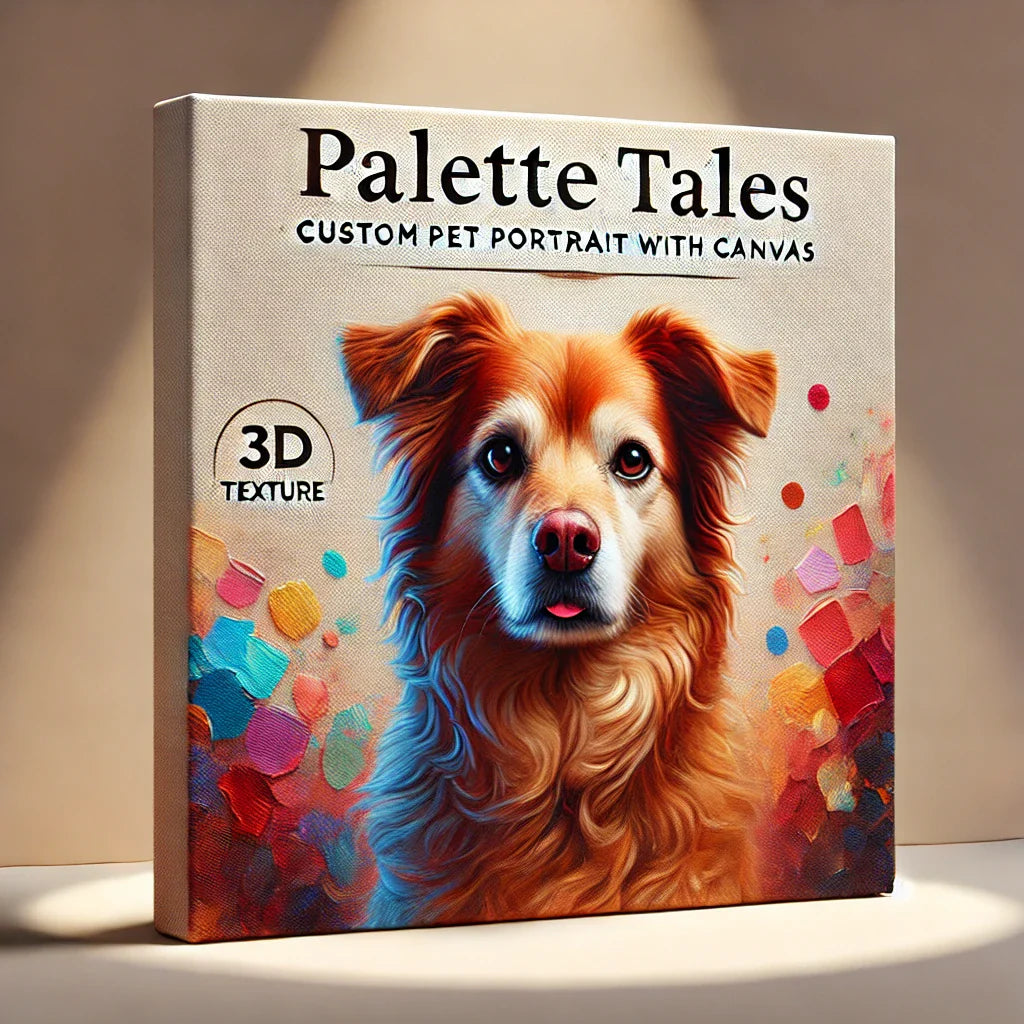 Custom pet portrait painted on canvas, showcasing vibrant colors and 3D textures that bring out lifelike details.