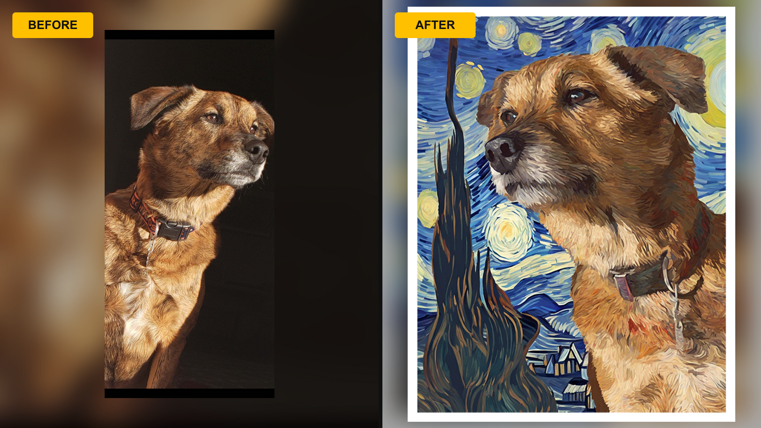 Customer preview artwork example for a custom pet portrait decision