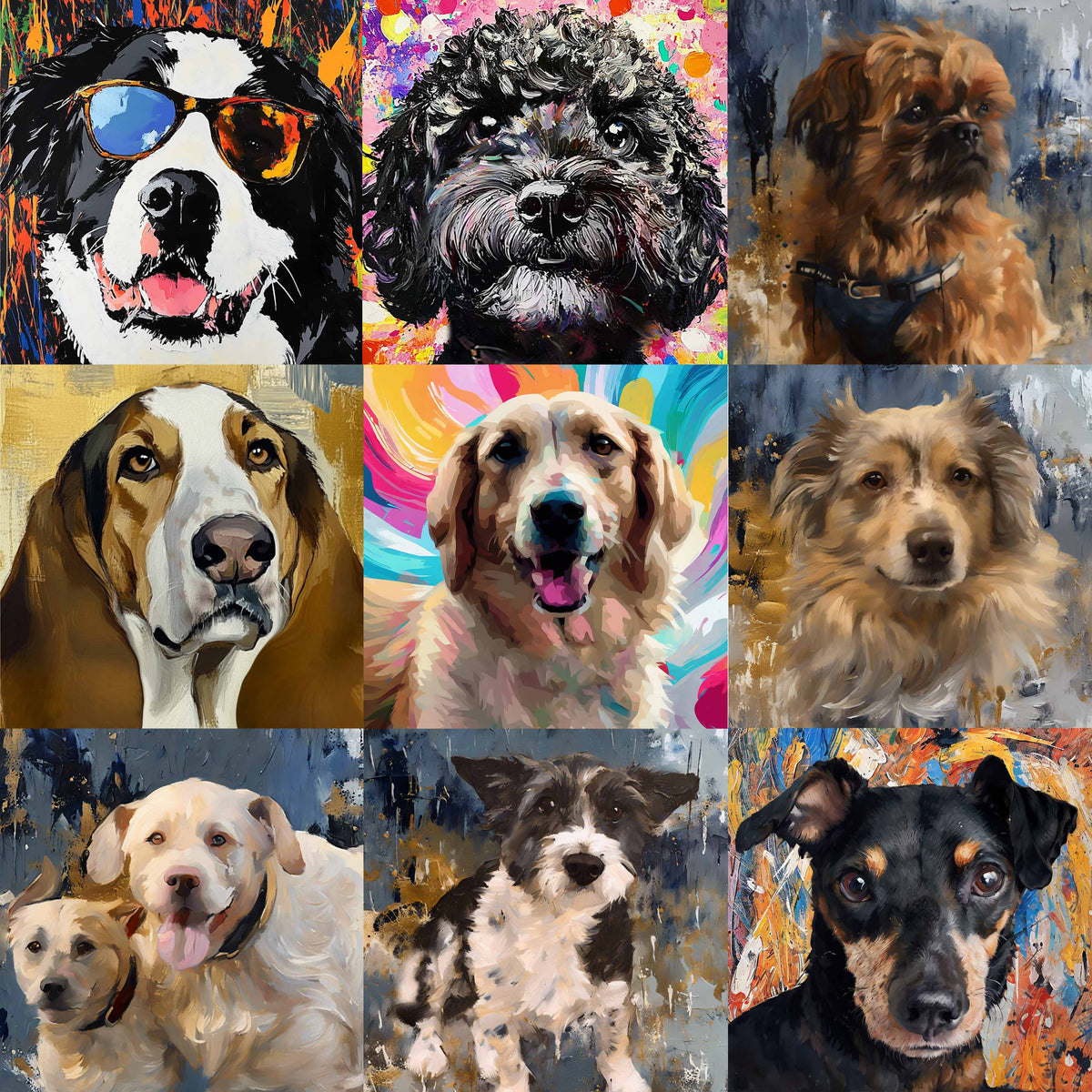 Abstract pet portrait style examples