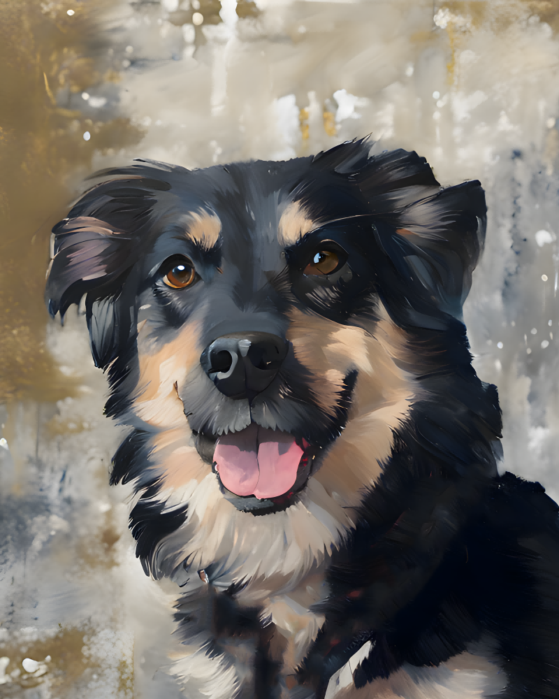 black and tan dog custom pet portrait artwork created from a customer photo