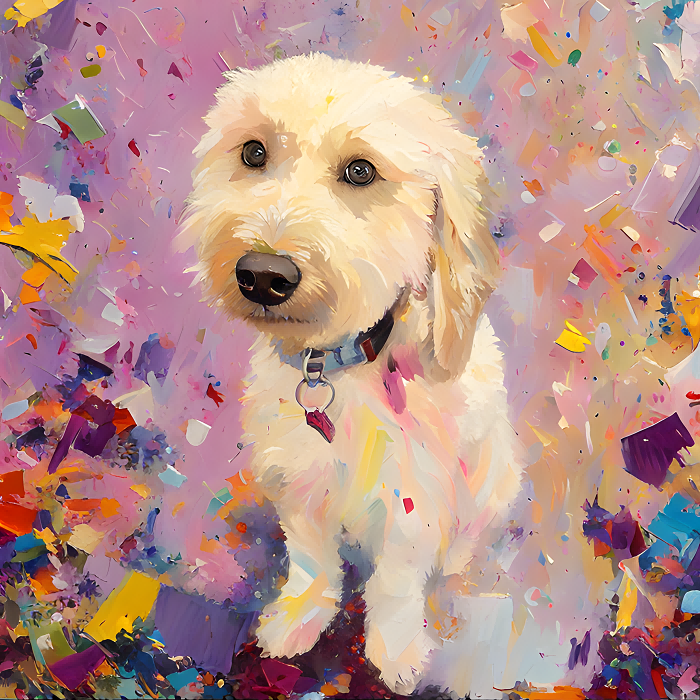 colorful custom dog portrait artwork created from a customer pet photo