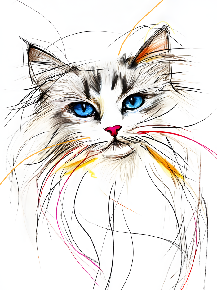 expressive custom cat portrait artwork created from a customer pet photo