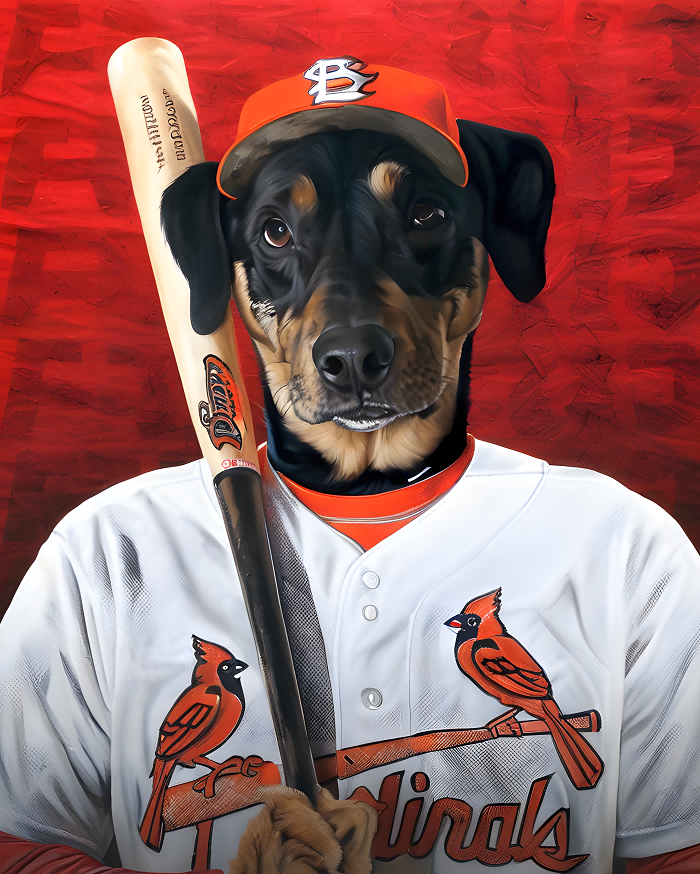 baseball-themed custom dog portrait artwork for a sports fan