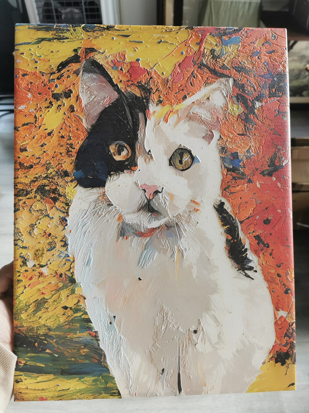 Physical colorful cat portrait product