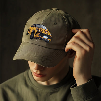 Vintage Washed Cotton Car Embroidery Cap